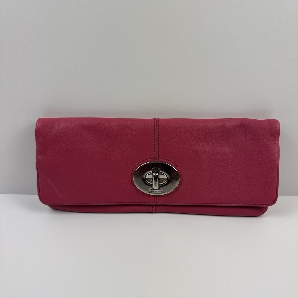 Coach Y2K Pink Leather Madeline Clutch Foldover/Envelope Purse Turnlock